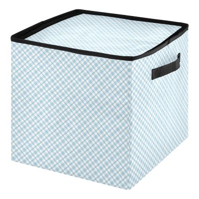 SyXIOP High Capacity Christmas ornament storage Holds Up to 64, Adjustable Dividers, Zippered Top, Two Handles stackable christmas ornaments with Lid,Blue and White Checkered Pattern