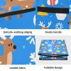 SyXIOP High Capacity Christmas ornament organizer Holds Up to 64, Adjustable Dividers, Zippered Top, Two Handles telescoping christmas ornaments with Lid,Merry Christmas Brown Elk view 2