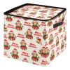 SyXIOP High Capacity Christmas ornament organizer Holds Up to 64, Adjustable Dividers, Zippered Top, Two Handles foldable large ornament storage box with Lid,Merry Christmas Brown Monkey view 1