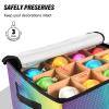 High Capacity Christmas ornament organizer Holds Up to 64, Adjustable Dividers, Zippered Top, Two Handles sturdy christmas tree decorations with Lid,Purple-to-yellow Gradient view 4