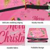 SyXIOP High Capacity Christmas ornament organizer storage Holds Up to 64, Adjustable Dividers, Zippered Top, Two Handles Large christmas tree ornament with Lid,Merry Christmas Pink view 2