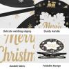 SyXIOP High Capacity Christmas ornament storage containers Holds Up to 64, Adjustable Dividers, Zippered Top, Two Handles christmas ornaments with Lid,White and Black Merry Christmas view 2