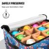 SyXIOP High Capacity Christmas ornament storage containers Holds Up to 64, Adjustable Dividers, Zippered Top, Two Handles foldable Decoration Organizer with Lid,Merry Christmas Red Astronaut view 4