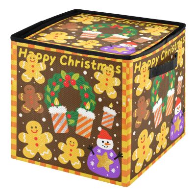 High Capacity Christmas ornament storage containers Holds Up to 64, Adjustable Dividers, Zippered Top, Two Handles telescoping Holiday Storage Case with Lid ,Yellow-brown Christmas Gingerbread Man