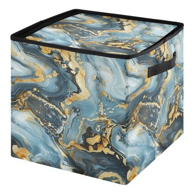 High Capacity Christmas ornament organizer Holds Up to 64, Adjustable Dividers, Zippered Top, Two Handles sturdy large ornament storage box with Lid,Blue and Gold Marble