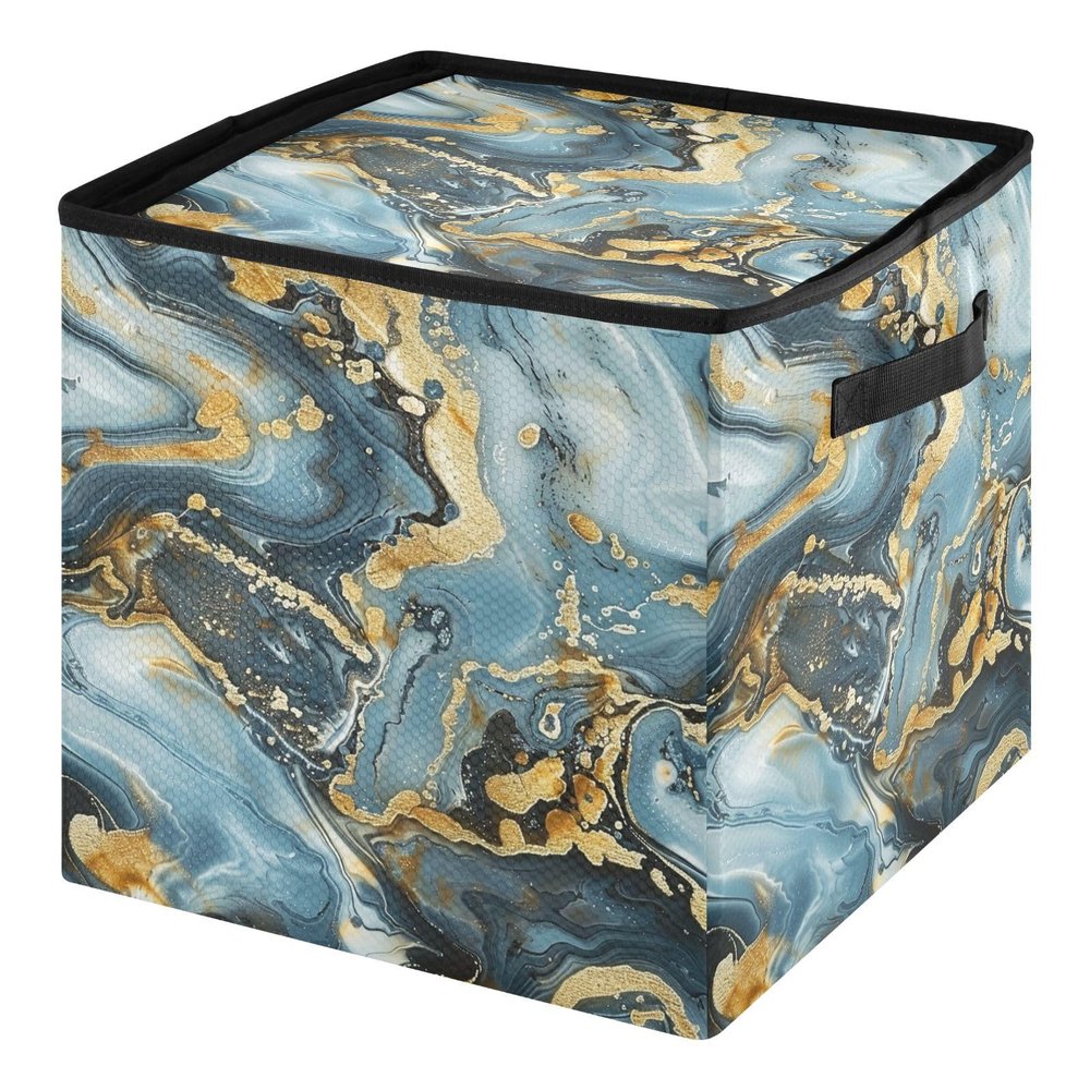 High Capacity Christmas ornament organizer Holds Up to 64, Adjustable Dividers, Zippered Top, Two Handles sturdy large ornament storage box with Lid,Blue and Gold Marble