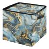 High Capacity Christmas ornament organizer Holds Up to 64, Adjustable Dividers, Zippered Top, Two Handles sturdy large ornament storage box with Lid,Blue and Gold Marble view 1
