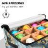 High Capacity Christmas ornament organizer Holds Up to 64, Adjustable Dividers, Zippered Top, Two Handles sturdy large ornament storage box with Lid,Blue and Gold Marble view 4
