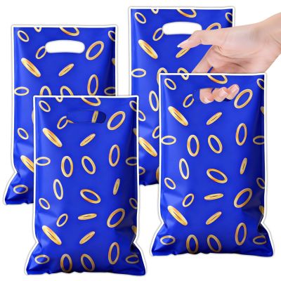 LLMSIX 40pcs Video Game Party Favor Bags, Blue with Gold Ring Design Gift Bags, Game Themed Goodie Bag for Birthday Game Party Decorations Supplies Christmas Gifts (Blue)