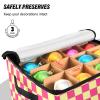 SyXIOP High Capacity Christmas ornament storage bag Holds Up to 64, Adjustable Dividers, Zippered Top, Two Handles stackable Decoration Organizer with Lid,Pink and Yellow American Plaid view 4