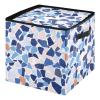 SyXIOP High Capacity Christmas ornament organizer storage Holds Up to 64, Adjustable Dividers, Zippered Top, Two Handles large ornament storage box with Lid,Terrazzo Pattern Glory Blue view 1