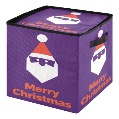 High Capacity Christmas ornament organizer Holds Up to 64, Adjustable Dividers, Zippered Top, Two Handles sturdy Decoration Organizer with Lid,Merry Christmas Snowman Purple