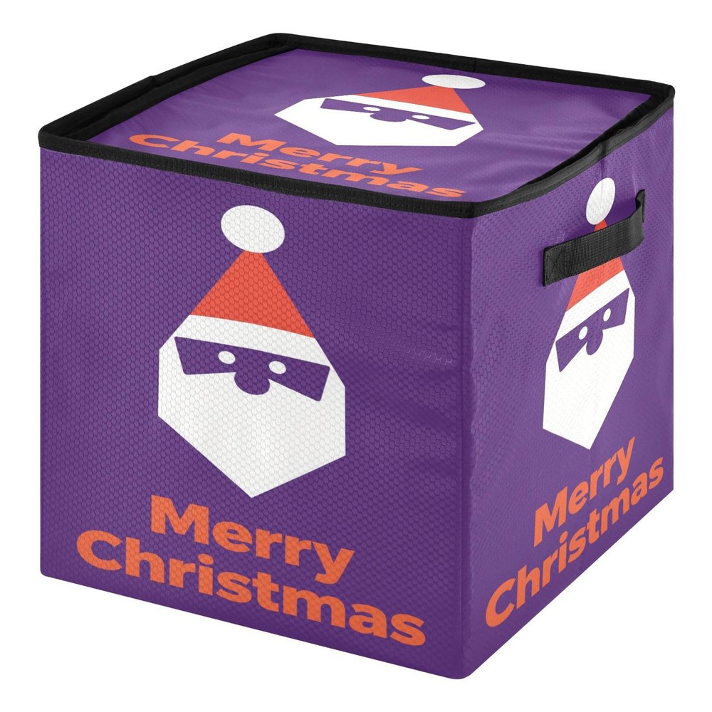 High Capacity Christmas ornament organizer Holds Up to 64, Adjustable Dividers, Zippered Top, Two Handles sturdy Decoration Organizer with Lid,Merry Christmas Snowman Purple
