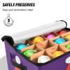 High Capacity Christmas ornament organizer Holds Up to 64, Adjustable Dividers, Zippered Top, Two Handles sturdy Decoration Organizer with Lid,Merry Christmas Snowman Purple view 4