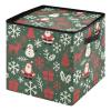 SyXIOP High Capacity Christmas ornament organizer storage Holds Up to 64, Adjustable Dividers, Zippered Top, Two Handles handy christmas storage with Lid,Merry Christmas Deer Snowflake Red Dark Green view 1