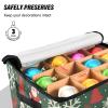 SyXIOP High Capacity Christmas ornament organizer storage Holds Up to 64, Adjustable Dividers, Zippered Top, Two Handles handy christmas storage with Lid,Merry Christmas Deer Snowflake Red Dark Green view 4