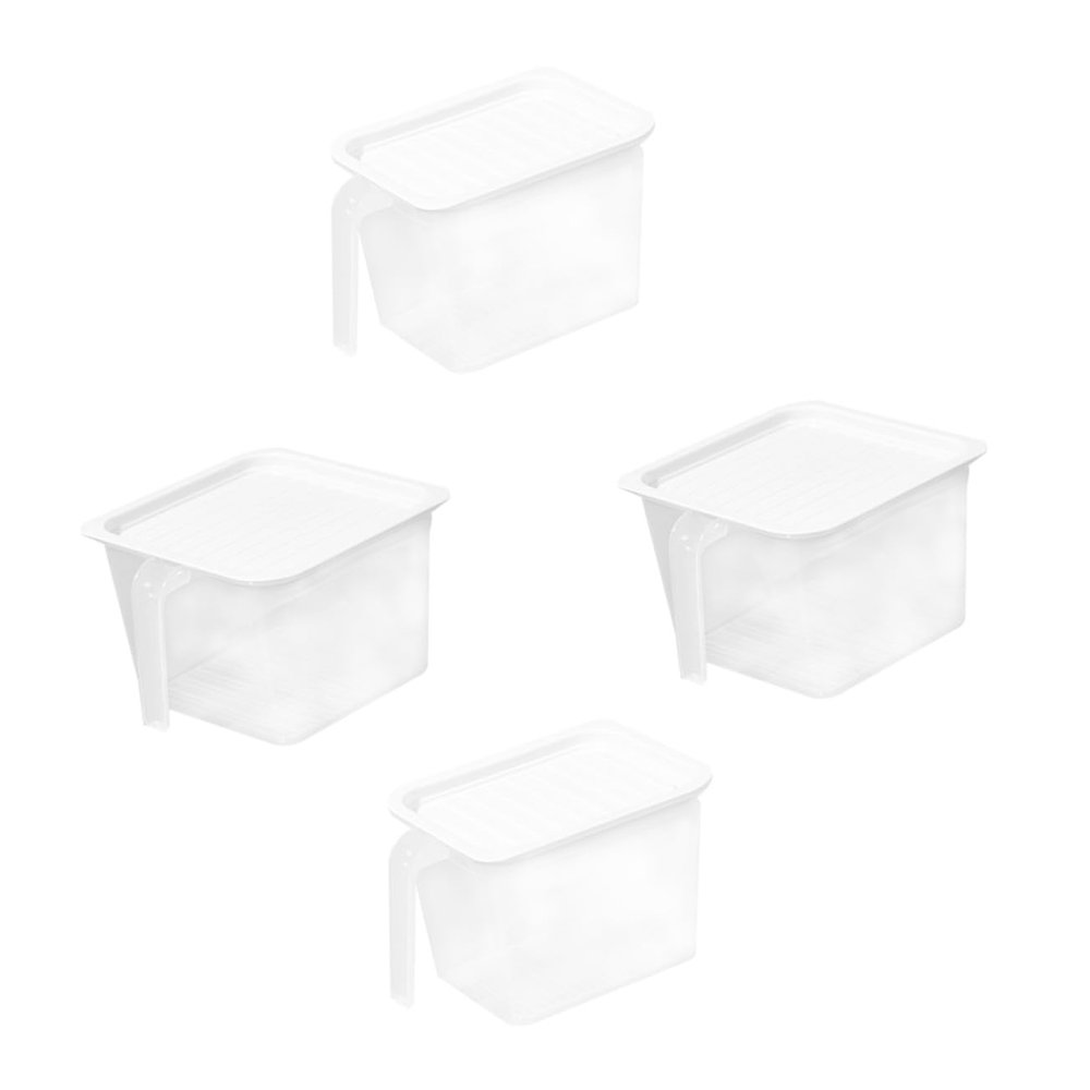 COOLHIYA 4Pcs Mini Refrigerator Crisper Boxes with Handle Sealing Food Storage Containers for Fruit Preservation Kitchen Pantry Organization Home and Restaurant Use