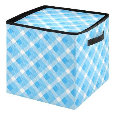 SyXIOP High Capacity Christmas ornament organizer storage Holds Up to 64, Adjustable Dividers, Zippered Top, Two Handles christmas storage with Lid,Blue Lozenge Rhomb Crystal