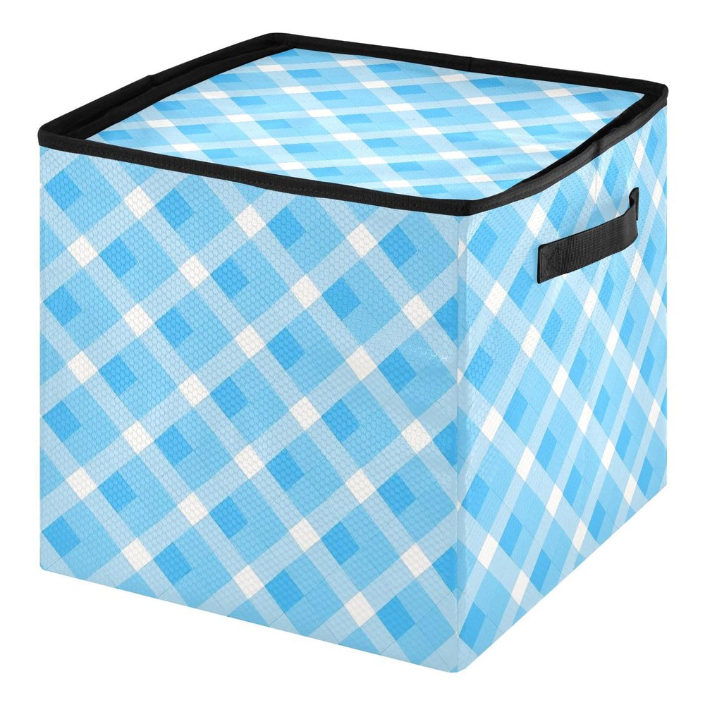 SyXIOP High Capacity Christmas ornament organizer storage Holds Up to 64, Adjustable Dividers, Zippered Top, Two Handles christmas storage with Lid,Blue Lozenge Rhomb Crystal