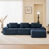 117" Modern Compressed Boneless Couch with Ottoman, 3 Seater Large L Shaped Sectional Couches for Living Room, Blue Corduroy Cloud Modular Sectional Sofa, Memory Foam, Extra Deep, No Assembly view 2