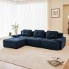 117" Modern Compressed Boneless Couch with Ottoman, 3 Seater Large L Shaped Sectional Couches for Living Room, Blue Corduroy Cloud Modular Sectional Sofa, Memory Foam, Extra Deep, No Assembly view 3