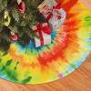 Tie Dye Christmas Tree Skirt 36" Soft Plush Christmas Tree Mat Winter Holiday Party Xmas Tree Ornaments Rustic Round Velvet Tree Cover for Christmas Decoration view 2