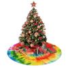 Tie Dye Christmas Tree Skirt 36" Soft Plush Christmas Tree Mat Winter Holiday Party Xmas Tree Ornaments Rustic Round Velvet Tree Cover for Christmas Decoration view 3