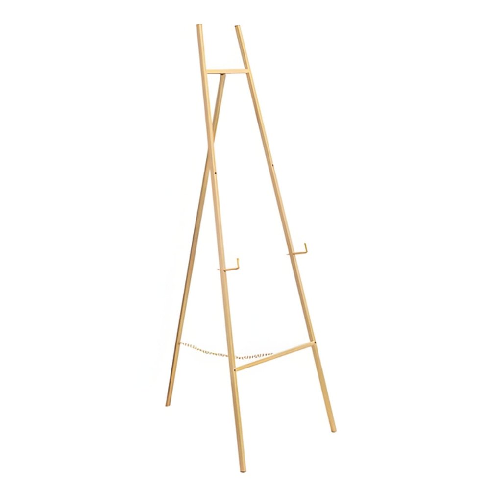 Adjustable Easel, Gold Folding Easel Stand, Poster Photo Display Easel, Portable Floor Easel for Artists, Adults and Beginners, 148Cm Tall
