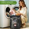 Funny Black Highland Cow Laundry Basket, Funky Laundry Basket for Farmhouse Decor, Collapsible Oxford Cloth Hamper for Clothes, Spring Room Organizer (15.75x15.75x19.7in) view 3