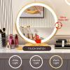 3 in 1 Dressing Table Makeup Table with Flip Top Mirror and Removable Storage Padded Seat Stool,Lighted Mirror Makeup Vanity Table Set with Cushioned Stool and Storage Gray Vanity Desk for B view 2