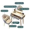 3 in 1 Dressing Table Makeup Table with Flip Top Mirror and Removable Storage Padded Seat Stool,Makeup Vanity Table Set with Lighted Mirror Cushioned Stool Solid Wood Storage Partition Ideal view 3