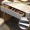 3 in 1 Dressing Table Makeup Table with Flip Top Mirror and Removable Storage Padded Seat Stool,Makeup Vanity Table Set with Lighted Mirror Cushioned Stool Solid Wood Storage Partition Ideal view 4