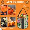 HETVBNS Pink Green Block Print Candy Bag Halloween Trick Or Treat Bucket 7.9x8.3in, Reusable Gift Bags for Party Holiday Wedding view 3