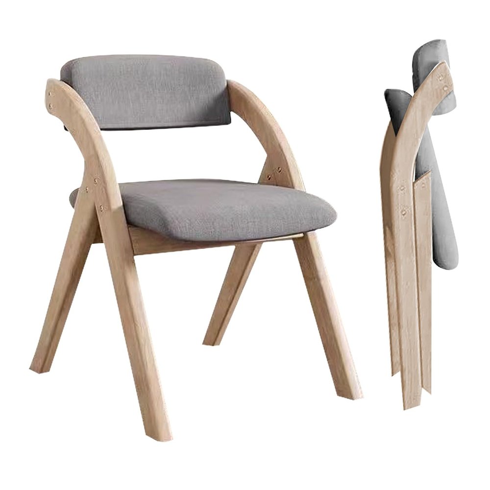 AIBEINUO 1 Pack Folding Chair, Wooden Foldable Chair, Linen Padded Folding Dining Chairs, Removable Cover, for Kitchen Office Wedding Party(H)