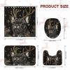 4PCS Christmas French Bulldog Dog Shower Curtain Sets with Non-Slip Rug, U Shape and Toilet Lid Cover Mat, Black Xmas Puppy Pet Bath Decor, Bathroom Accessory with Hooks view 3