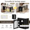 Merax 59" Rolling Kitchen Island with Extendable Table, Mobile Kitchen Islands with Storage Cabinet and Power Outlet, Modern Kitchen Island Cart on Wheels for Small Space Dining Living Room, Black view 4
