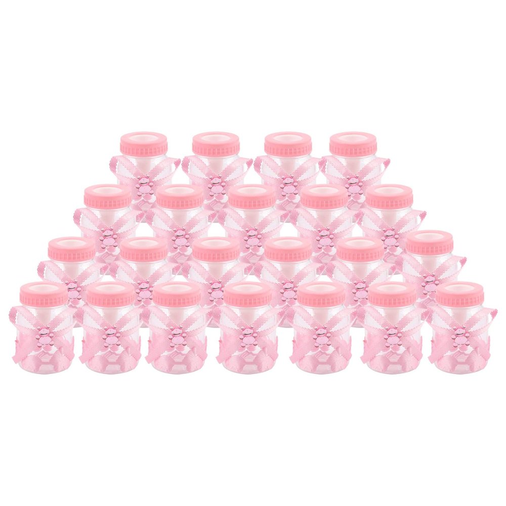 Yaregelun 24 x Baby Bottle Baby Bottle 4x9cm Rhinestone Pink Bear Gift Favor Baby Girl Baby Baptism