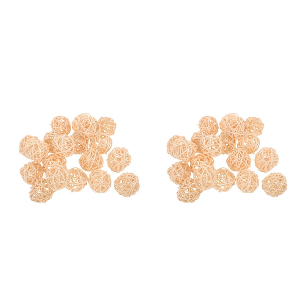 LOGOFUN 100PCS Natural Rattan Balls for Home Decor Vase Fillers Christmas Crafts Centerpiece Display Party Decor - Beige 3cm