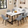 AmoUnico Dining Chairs Set of 6, Mid Century Modern Dining Chairs Armless Upholstered Kitchen Chairs Dining Room Chairs with Faux Leather Cushion Seat and Metal Legs for Living Room Lounge, Light Grey view 1