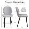 AmoUnico Dining Chairs Set of 6, Mid Century Modern Dining Chairs Armless Upholstered Kitchen Chairs Dining Room Chairs with Faux Leather Cushion Seat and Metal Legs for Living Room Lounge, Light Grey view 2