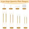 16 pcs Plate Hangers for Wall 6/8/10/12 Inch Invisible Wall Plate Hangers, Stainless Steel Plates Walls Hanger for Display Various Sizes with Hooks for Decorative (Silver) view 2