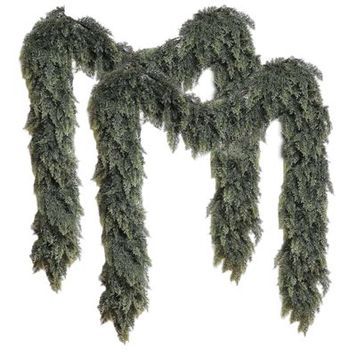 2Pcs Cedar Garland for Christmas Decoration - 6FT Real Touch Cedar Garland, Realistic Winter Greenery for Mantel, Fireplace, Table, Door Christmas Garlands Real Touch