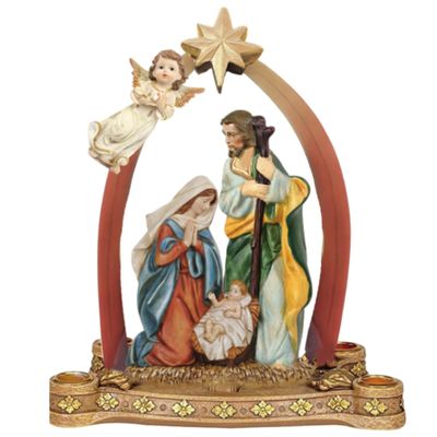 Advent Candle Holder Detailed Nativity Set Mary Joseph Baby Jesus Angel Christmas Centerpieces Ideal for Spiritual Decorative Use