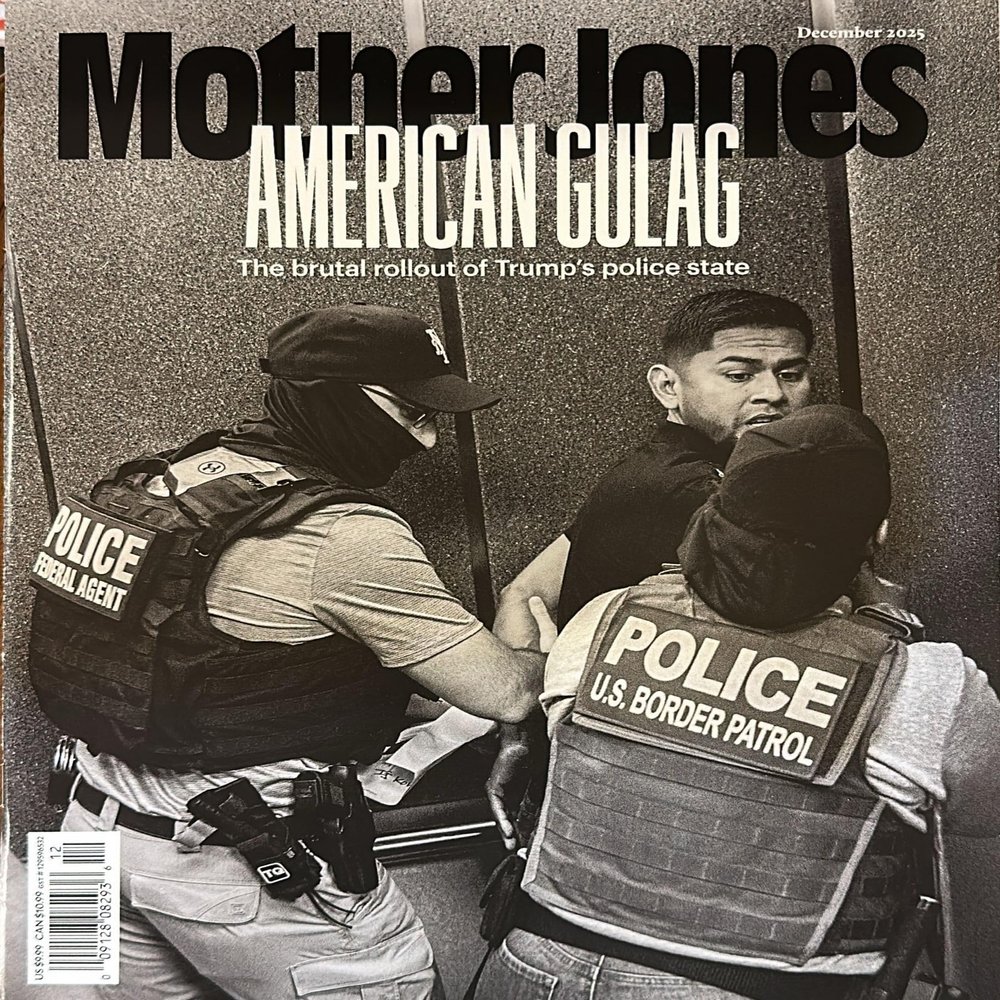 HOME ARCHIVE Tote Bag + Mother Jones Magazine December 2025