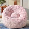 Plush Faux Fur Bean Bag Chairs, Memory Foam Filled Sofa Chair Shape Bean Bag for Adults/Teens/Kids, Ultra-Soft Lazy Sofa for Living Room Bedroom College Dorm, Pink view 1