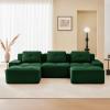 115" Modern Green Corduroy Boneless Sofa Set, 3 Seater Modular Sectional Couches for Living Room, Compressed Memory Foam Cloud Couch with 2 Ottoman, Deep Seat, No Assembly, Sofas para Sala, U Shaped view 2