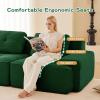 115" Modern Green Corduroy Boneless Sofa Set, 3 Seater Modular Sectional Couches for Living Room, Compressed Memory Foam Cloud Couch with 2 Ottoman, Deep Seat, No Assembly, Sofas para Sala, U Shaped view 4