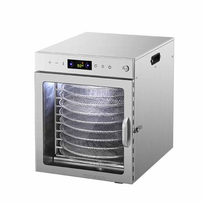 YIGECHENXIN 800W Adjustable Temperature Stainless Steel Dehydrator 10 Layers Rotation Home Fruit Air Dryer Equipped with LED Lights Easy to Clean for Vegetables, Dog Treats,220V