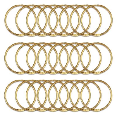 24 Pack Curtain O-Rings Purpose Decorative Metal Shower Rings Loop Smooth Hook for Bathroom for Curtains and Rods(24pcs Golden)