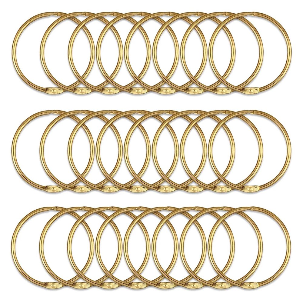24 Pack Curtain O-Rings Purpose Decorative Metal Shower Rings Loop Smooth Hook for Bathroom for Curtains and Rods(24pcs Golden)